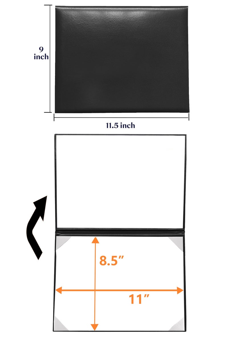 Gradplaza Diploma Cover 8.5" x 11" Padded Graduation Diploma Holder Certificate Holder Smooth Certificate Cover Black - Image 2